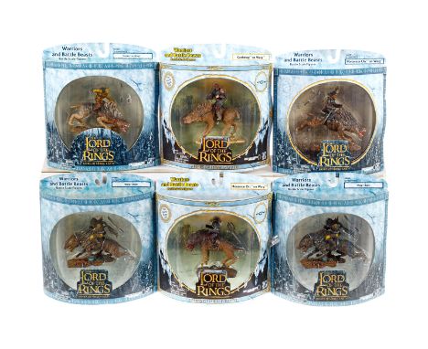 6 The Lord of the Rings Reiter-Figuren ”Warriors and Battle Beasts” ”Battle Scale Figures”, Höhe ca. 8-12, je im OK, Z 1-2