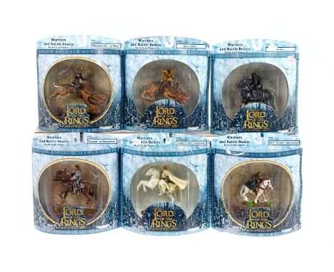 6 versch. The Lord of the Rings Reiter-Figuren, ”Warriors and Battle Beasts” ”Battle Scale Figures”, Höhe ca. 8-12, je im OK,