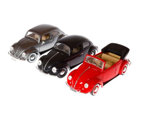 3 Bburago/Maisto/Solido VW Modelle, Maßstab 1:17 und 1:18, Alterungs- und Gebrauchsspuren, tw LS, Z 2-3