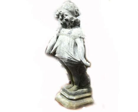 Lead garden statue, modelled as a girl in the style of Phoebe Stabler, 58cm.
