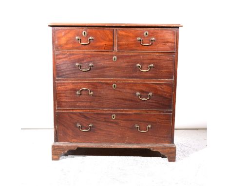 Victorian mahogany chest of drawers, fitted with two short and three long drawers, bracket feet, width 97cm.