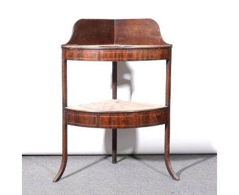 Victorian mahogany corner washstand, fitted with a basin well, over an open shelf, splayed legs, width 70cm, height 95cm.