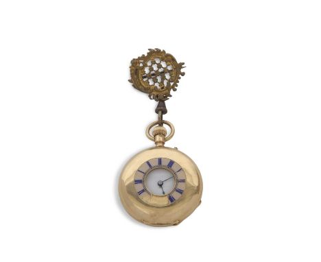 An 18ct gold half Hunter pocket watch with pin brooch, the pocket is hallmarked inside of the case back, the dust cover and t