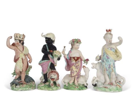 A set of Derby figures emblematic of the seasons, circa 1780, patch mark to base, 16cm high