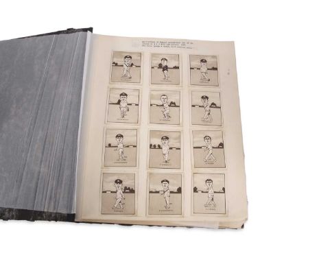 An album of cricketing cards, various issues including caricatures of famous cricketers issued by R &amp; J Mill Ltd, London 