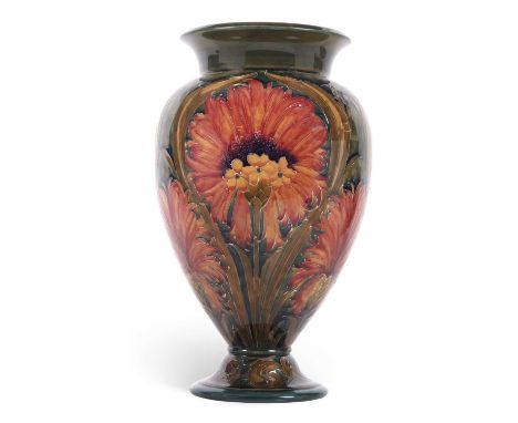 An impressive large Moorcroft pottery vase, early 20th century of baluster form decorated with the revived cornflower pattern