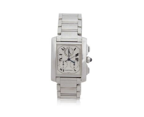 A Cartier Tank Francaise 2303 chronograph, the watch has a stainless steel case and bracelet and an approx case size of 33mm 
