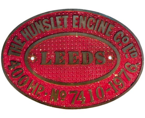 Worksplate THE HUNSLET ENGINE CO LTD LEEDS 400HP No 7410 1976 ex 0-6-0 DM. It saw extensive use within the National Coal Boar