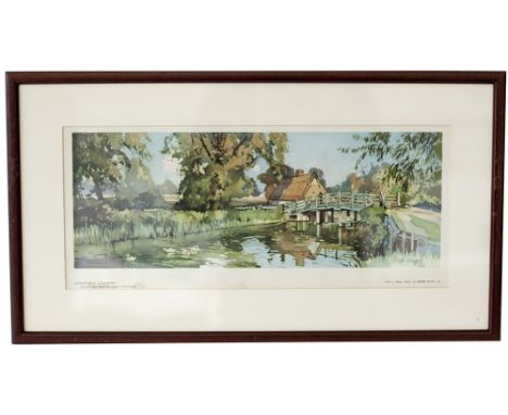 Carriage print CONSTABLE COUNTRY (FLATFORD BRIDGE AND COTTAGE) by Edwin Byatt from the LNER Pre War Series. A very rare print