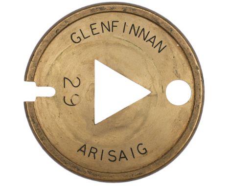 Brass Single Line Tablet GLENFINNAN - ARISAIG number 29. A wonderful item from a famous location between Fort William and Mal