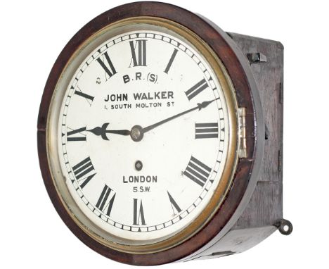 London and South Western Railway 8 inch Mahogany cased iron dial fusee clock with a cast brass bezel supplied to the LSWR cir