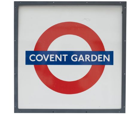 London Transport Underground rectangular enamel target/bullseye sign COVENT GARDEN. In very good condition with a few light s