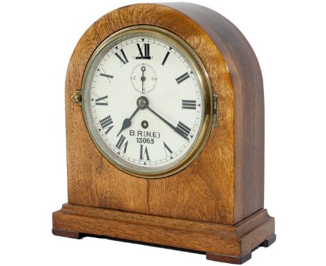 British railways North Eastern region 6 inch mahogany cased mantle clock. With a Smiths going barrel movement and dial letter