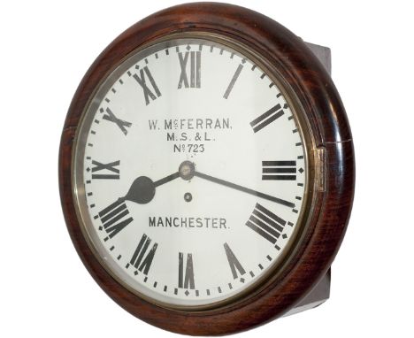 Manchester Sheffield and Lincolnshire mahogany cased 12 inch fusee clock lettered on the original dial W. McFerran M.S. &amp;