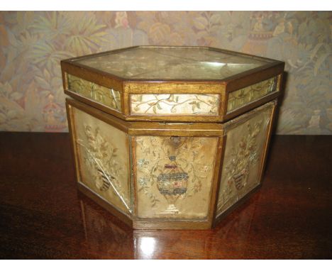 A late 18th/early 19th century and later silk tea caddy (A/F)
