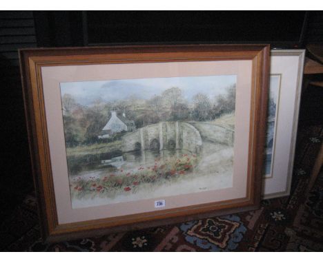 Mike Knight print of rural scene and another limited edition print (2).