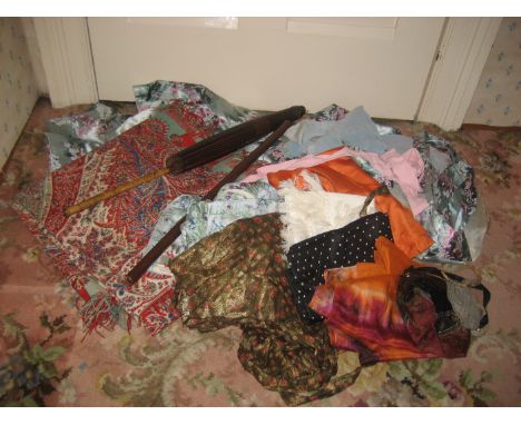 A collection of ladies silk and other vintage clothing etc. (contents of 1 box).