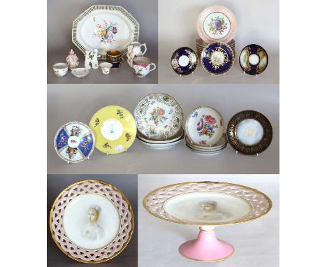 A Group of Mixed Continental 19th Century and Later Porcelain, including a Herend baluster cream jug, a Berlin canted and pie