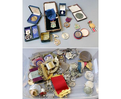 A Quantity of Medals and Badges Including Silver and Enamel Examples, various Masonic lodge medals, Constabulary medal, ename