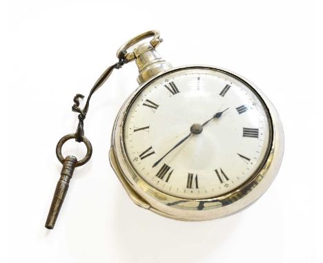 A Silver Pair Cased Verge Pocket Watch, signed Jas Burton, Whitehaven, 1814, both cases with matching Birmingham silver hallm