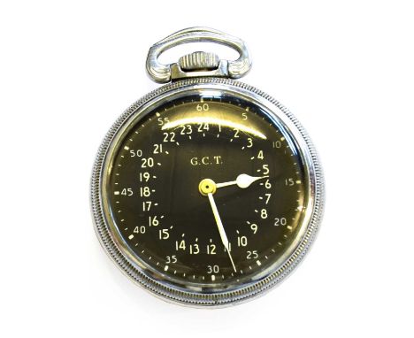 A WWII Navigational GCT Military Pocket Watch, signed Hamilton Watch CoCase with surface scratches, case sides with small den