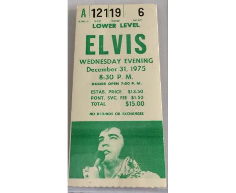 ELVIS PRESLEY - rare 1975 concert ticket for Elvis's performance on New Years Eve at the Pontiac in New York, In very good co