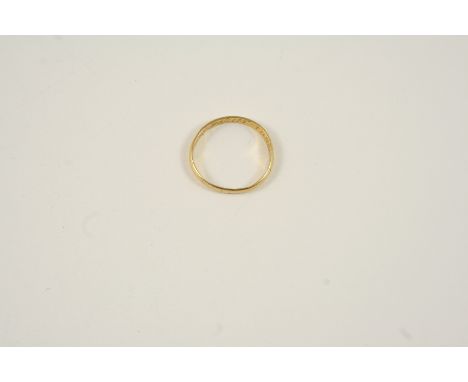 A GOLD POSY RING inscribed to the inside Vertue Passeth Riches, 1.6 grams. Size N.