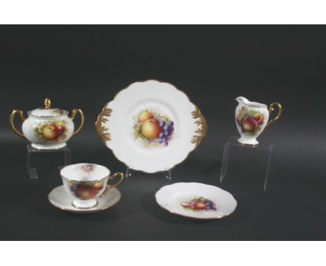 RICHARD BUDD TEA SERVICE - ROYAL WORCESTER INTEREST a tea service, each hand painted with Fruit and foliage and with gilt dec