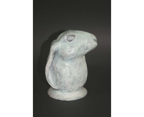 MODERN BRONZE SCULPTURE - HARE a contemporary bronze sculpture of a Hare. Signed, A J Butcher. 6 3/4ins (17cms) high