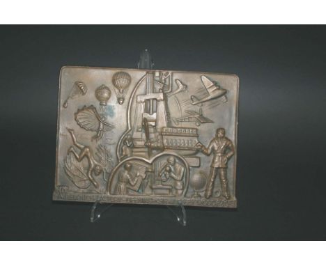 BRONZE PLAQUE - FRITZ KORMIS, REDDITCH a bronze plaque designed by Fritz Kormis (1897-1986), made for HDA (High Duty Alloys) 
