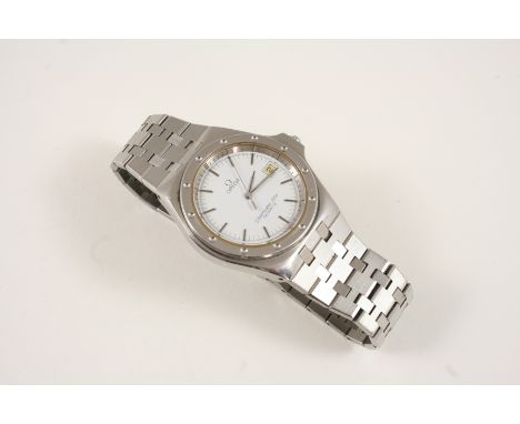 A GENTLEMAN'S STAINLESS STEEL SEAMASTER 120M WRISTWATCH BY OMEGA the signed circular dial with baton numerals, sweep seconds 