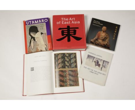 JAPANESE ART REFERENCE BOOKS including "A Monograph on Utamaro" by Hillier, "The Great Eastern Temple", "The Grammer of Japan
