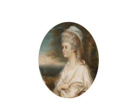 FRENCH SCHOOL, late 18th/early 19th century A portrait of a lady, half-length, with arms folded, pastel, 14.75" x 12". See il