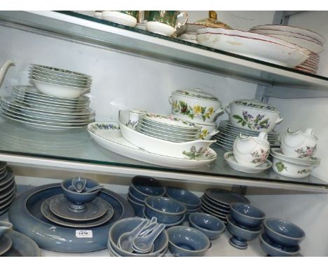 A Royal Worcester 'Worcester Herbs' dinner service for ten people including dinner and side plates, dessert dishes, gravy boa