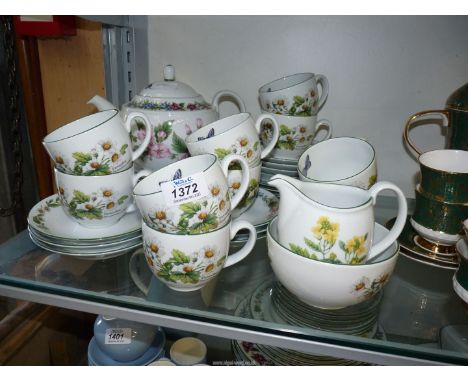 A Royal Worcester 'Worcester Herbs' tea service for ten people, no bread and butter plate.