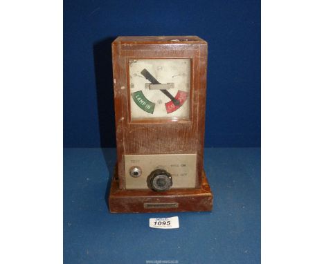 A wooden cased Railway signal oil lamp indicator instrument by R.E. Thompson & Co., 9" tall x 4 1/4" x 5 1/2".
