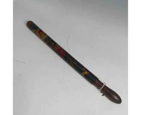 A George III painted beech Truncheon, with crown and royal crest above GR cypher, inscribed 'Saffron Hill Liberty', 55cm long