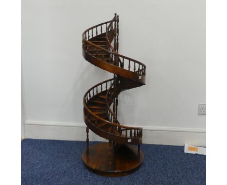 A large fruitwood architectural model of a spiral Staircase,&nbsp;possibly by Theodore Alexander, possibly Masonic, comprisin