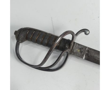 A Scarce Victorian Officers Sword of the 1st Hampshire Artillery Volunteers, blade etched with regimental title, devices and 