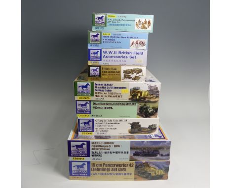 Nine Bronco 1:35 Scale Plastic Military Model Kits, including CB35070 15cm Panzerwerfer 42 (Zehnling) auf sWS, CB35044 Sd. Kf