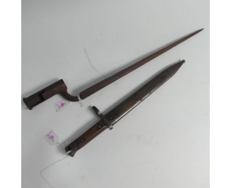 An Austrian model 1895 Bayonet, with 24.5cm fullered steel blade stamped 'F.G. GY',&nbsp;in steel scabbard, L 38 cm, together