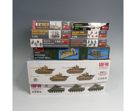 RFM/MiniArt, two RFM (Ryefield Model) 1:35 Scale Plastic Military Model Kits: 5038 British Sherman VC Firefly, and 5045 Panth