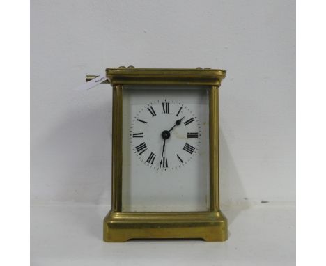 A 19th century French brass cased carriage Clock, with key, H 11 cm.