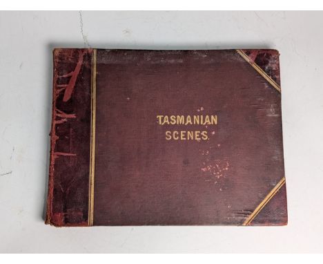 Australian Topography; A late 19thC album of twenty-three albumin print photographs of Tasmania, c.1890, bearing label on ins
