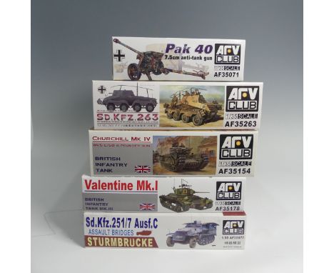 Five ARV Club 1:35 Scale Plastic Military Model Kits, comprising AF35263 Sd. Kfz. 263 Schwerer Panzerfunkwagen, AF35154 Churc