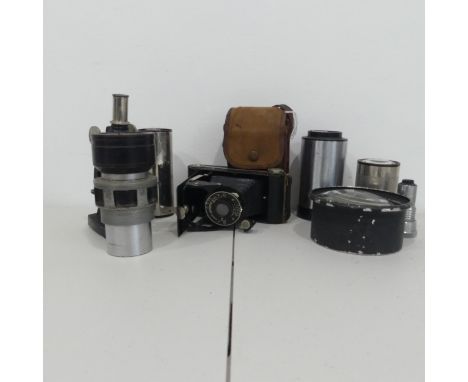 A Koldak Junior six-20 folding Camera, together with a Kalee projection lens seris K f/9, Ikon Kinostar lens, Supertal projec