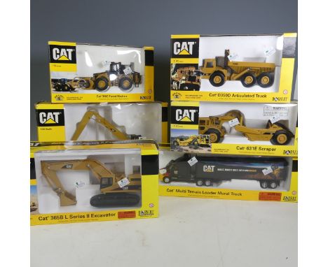 A collection of 6 Norscott 1:50 scale boxed Caterpillar models to include; Cat 365B L Series II Excavator, Cat 980G Forest Ma
