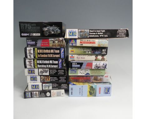 Twenty-two various 1:35 Scale Plastic Military Model Kits, including Border BT-005 Pz.Kpfw.IV Ausf.H Early/Mid, BT-010 Tiger 