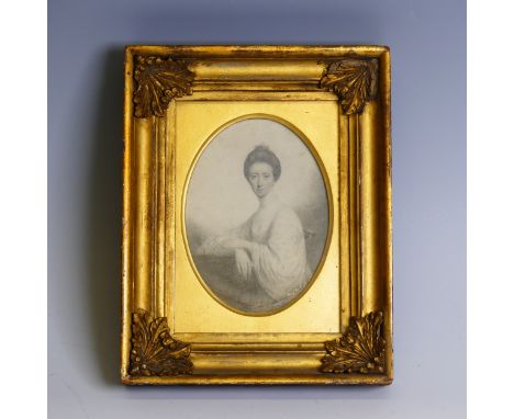 John Taylor (British, 1739-1838) Mrs Richardson, wearing robes with wide sleeves, resting her right arm upon a covered plinth