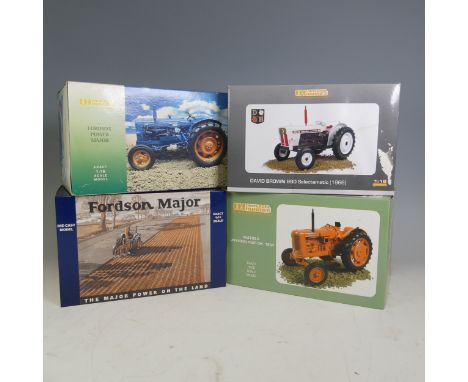 Four Universal Hobbies 1:16 Scale model tractors, comprising a Fordson Major E27N, a Fordson Power Major, a David Brown 990 s